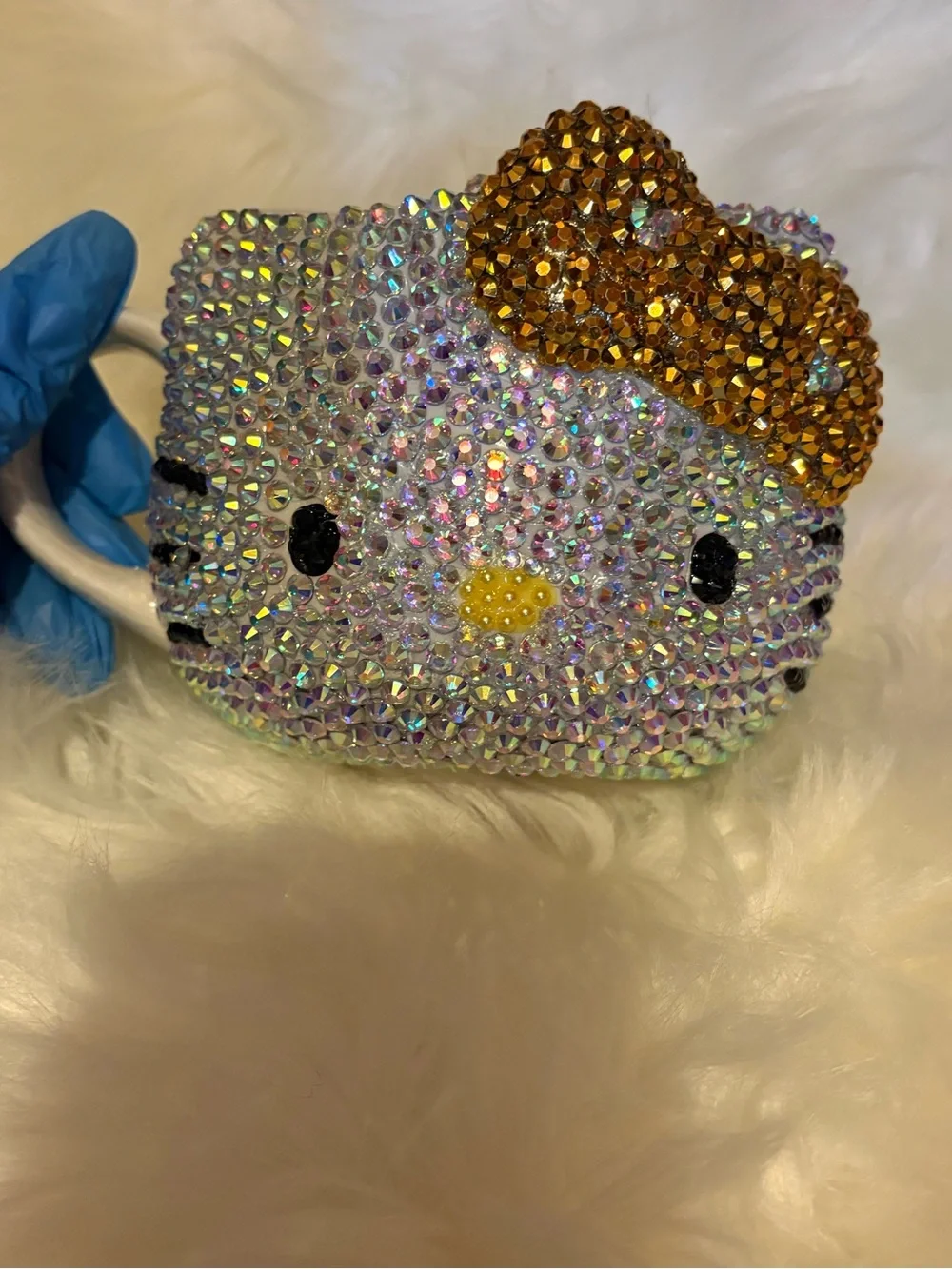 Hello Kitty Kids Rhinestone Crossbody Bag - Iridescent with Gold Bow